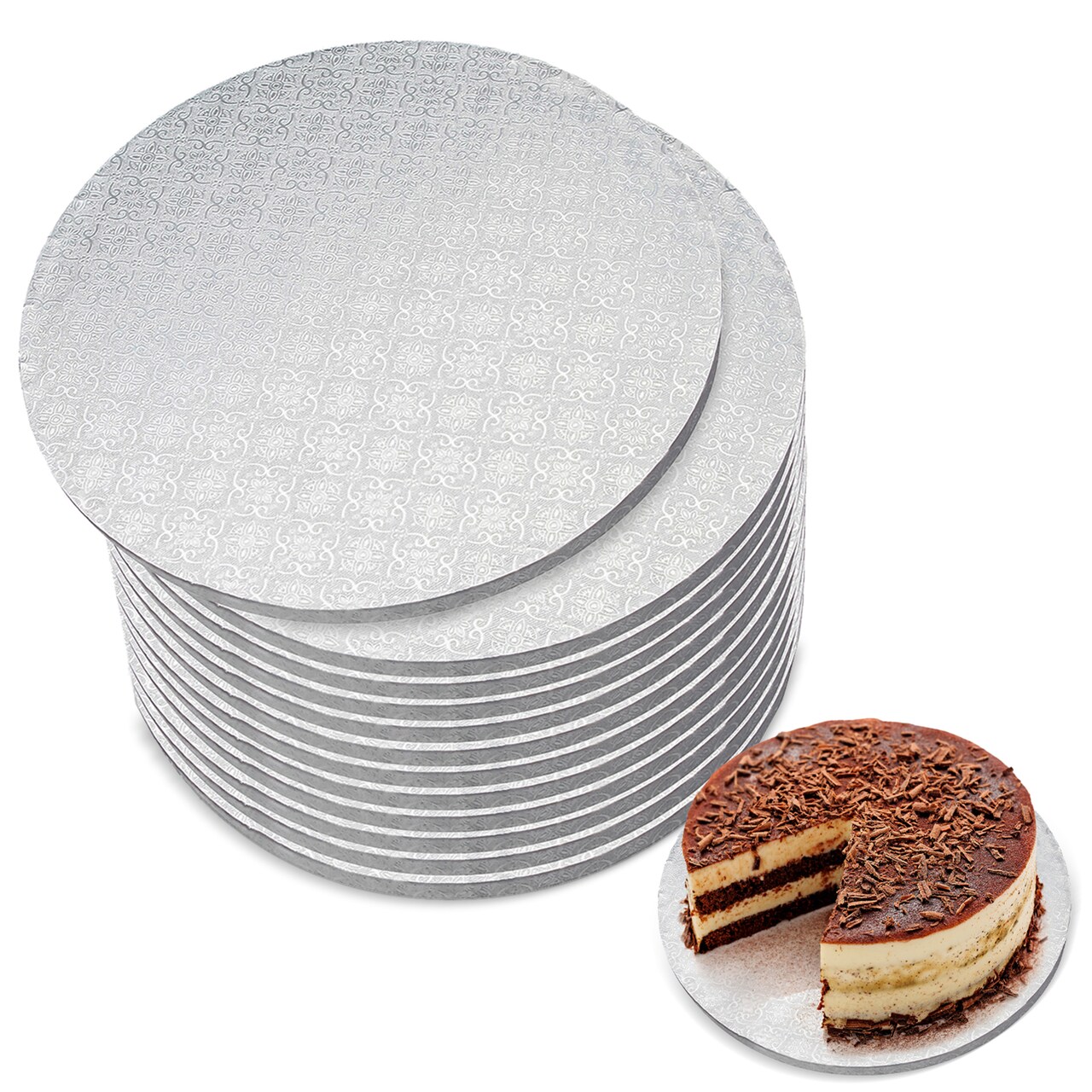 Spec101 Round Cake Drums, 10 Inch - 12pk Cake Drum Boards with Thick Edges